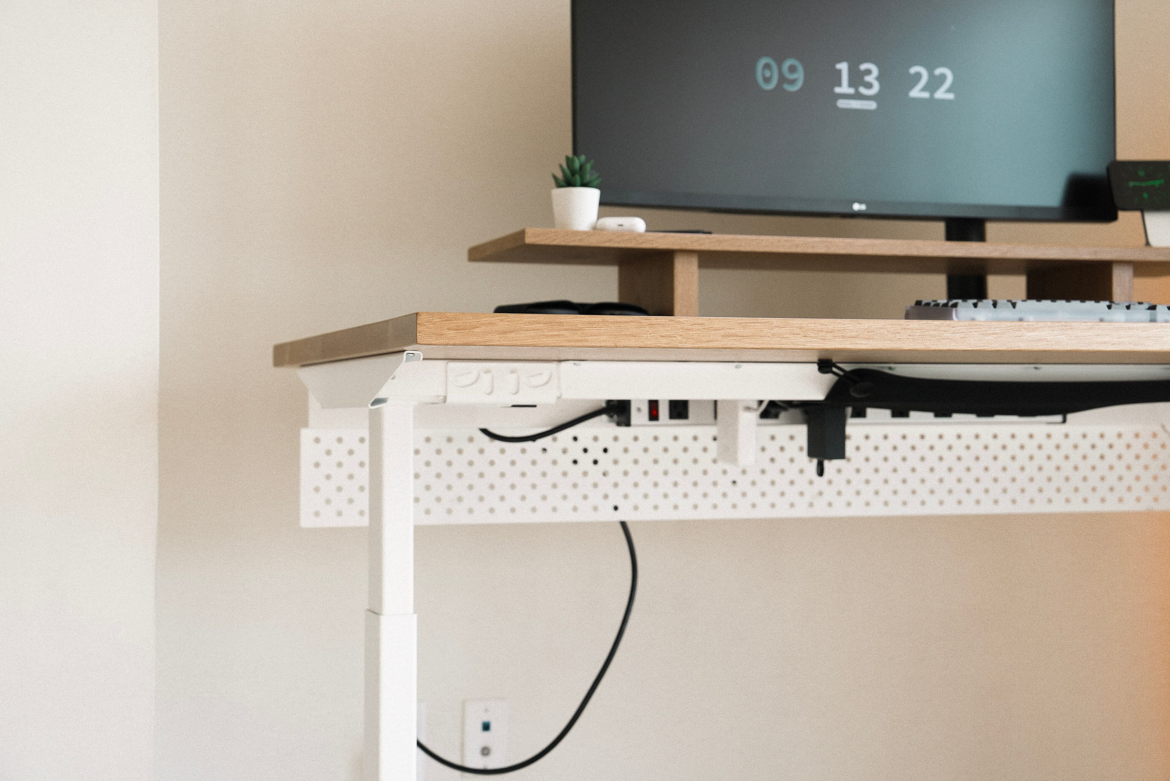 Desk setup underside and cable management